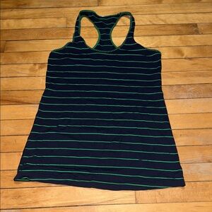 lululemon athletica Black and Green Striped Tank Top